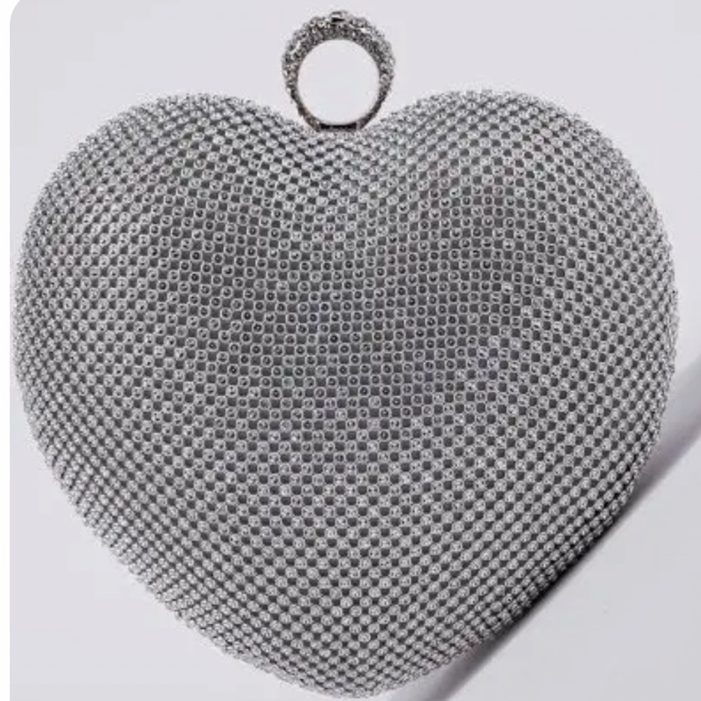 Rhinestone heart shaped clutch